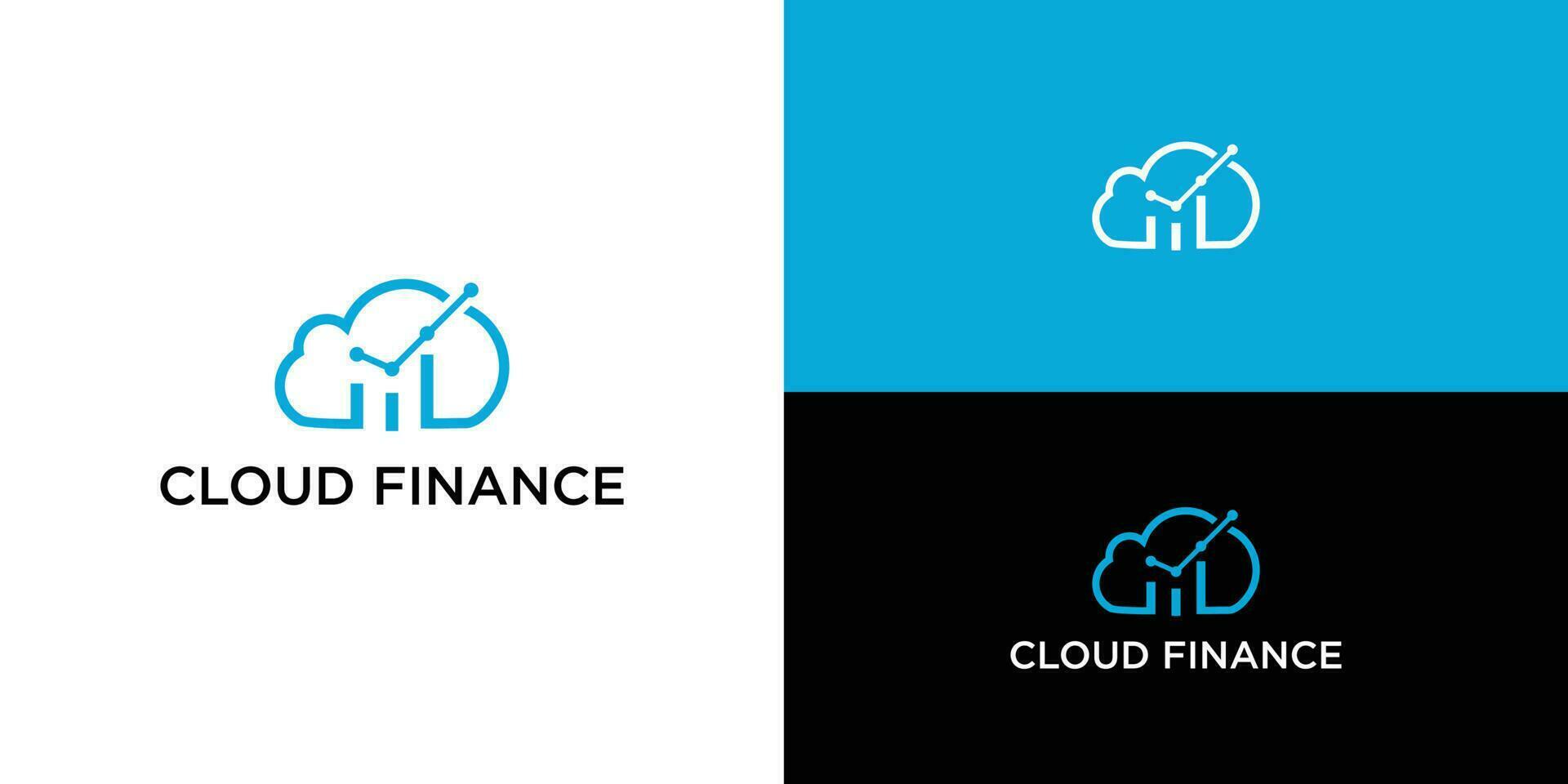 Vector logo combination of a cloud and financial graph