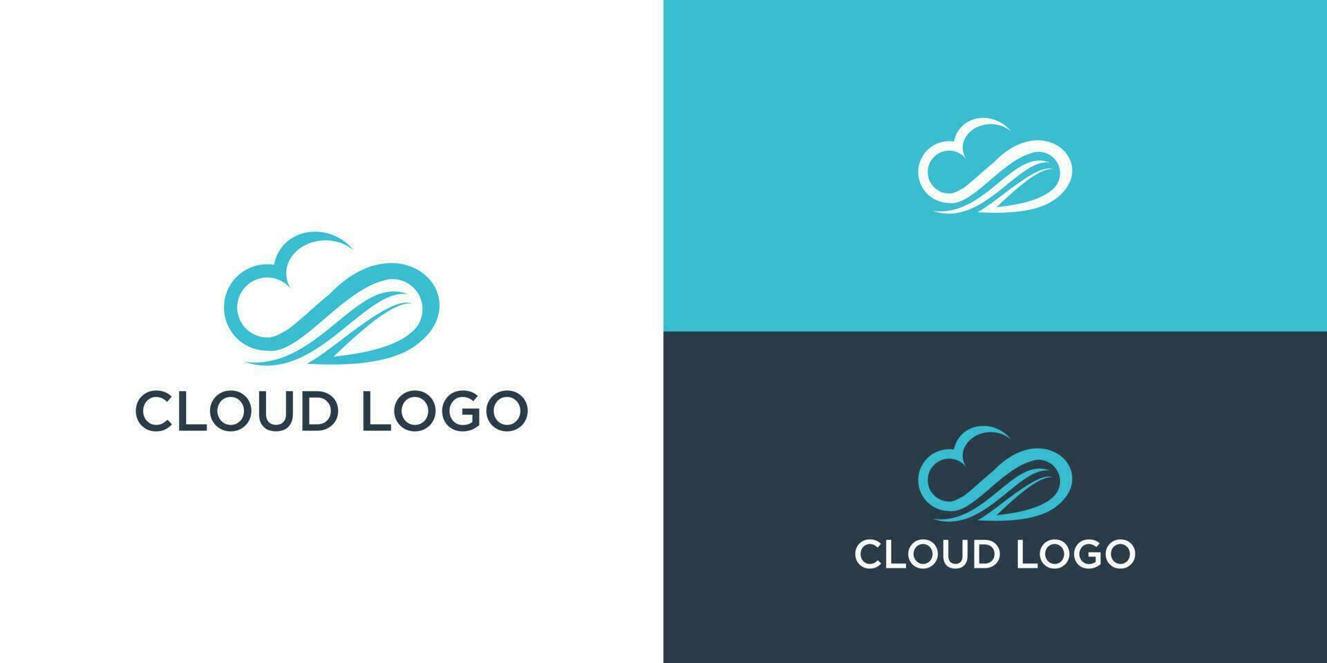 nube elegante logo y íconos vector