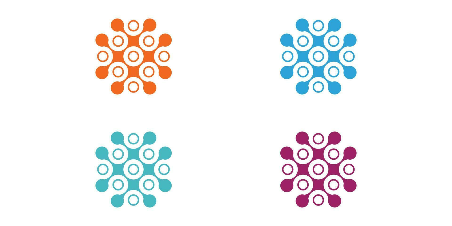 Modern Connection Dots Logo Icon Emblem Set vector