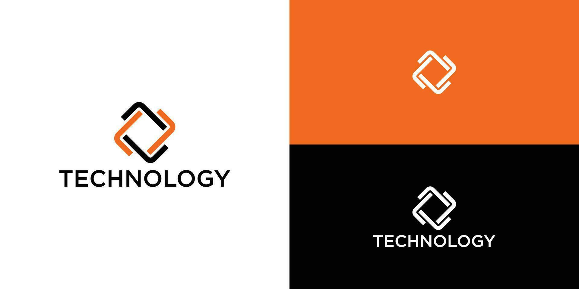 Technology Logo icon symbol with data solution. Vector logo template