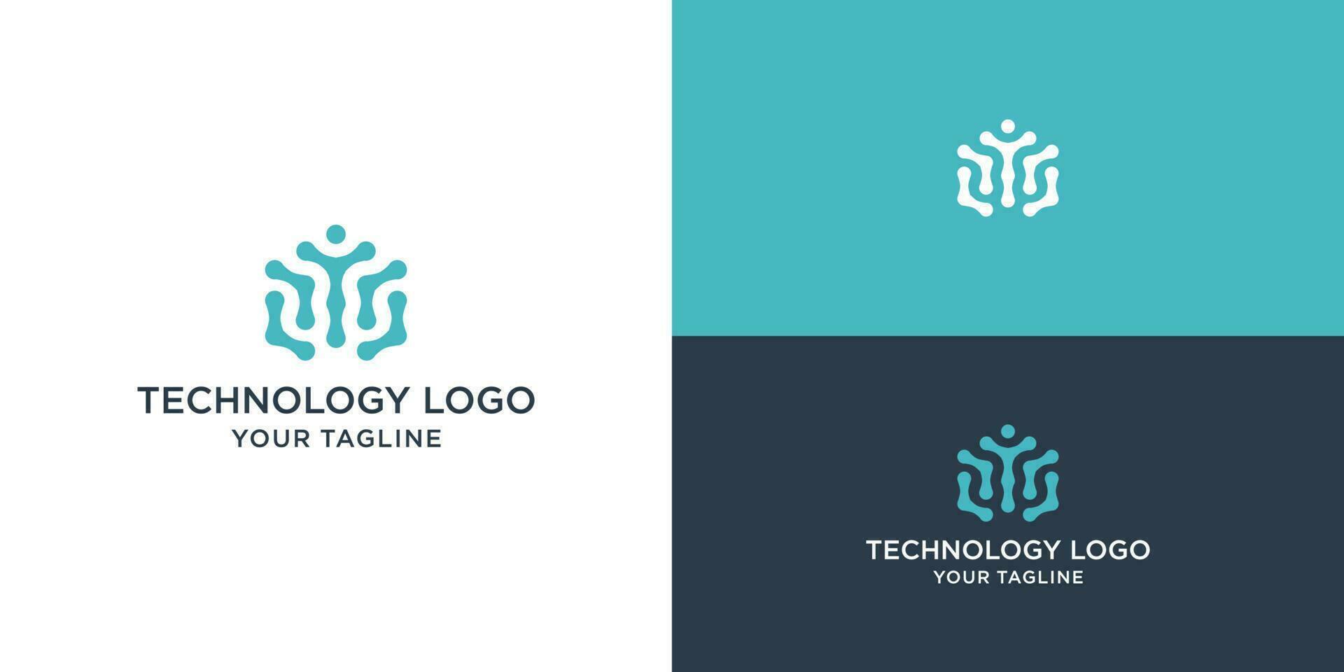 Abstract technology logo with dot concept. Universal technology  symbol. This logo is suitable for research, science, medical, logotype, technology. vector