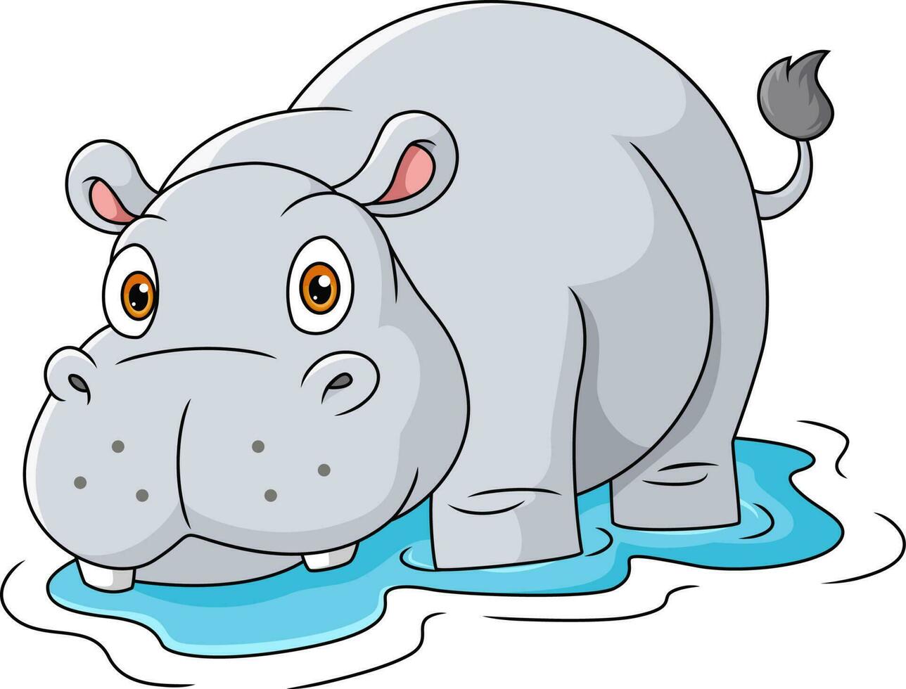 linda bebé hipopótamo dibujos animados en agua vector