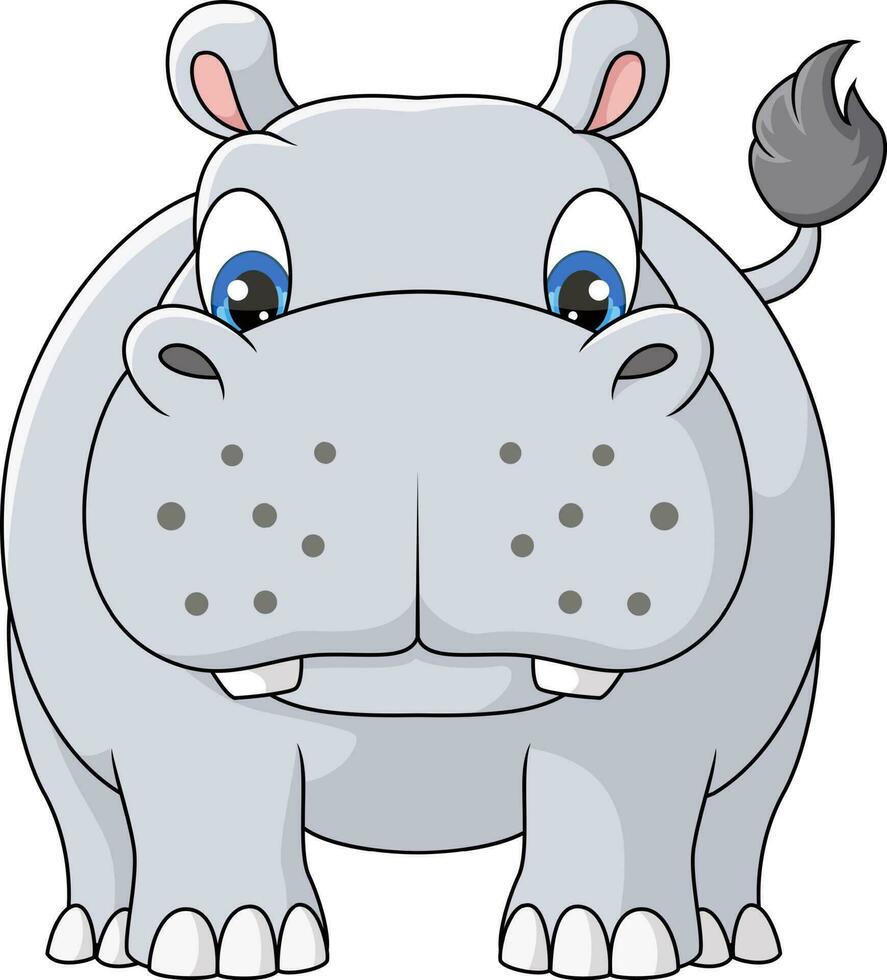 Cute baby hippo cartoon on white background vector