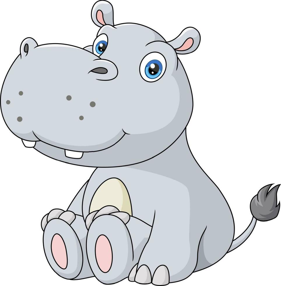 Cute baby hippo cartoon sitting vector