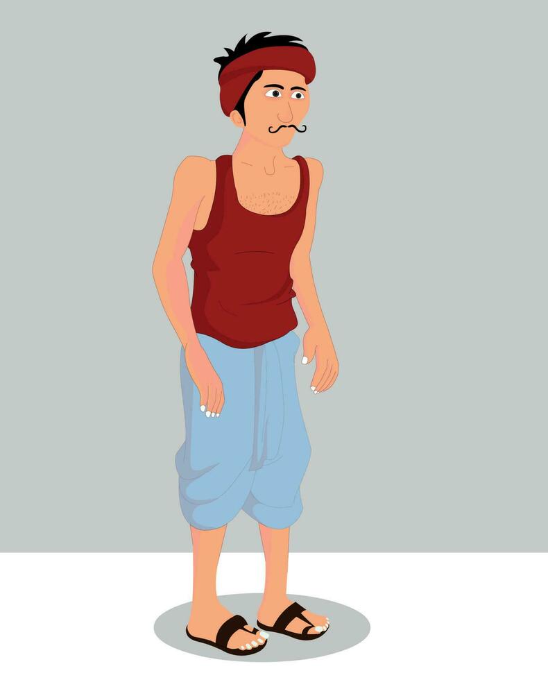 Indian village man cartoon character. moral stories for the best cartoon character vector