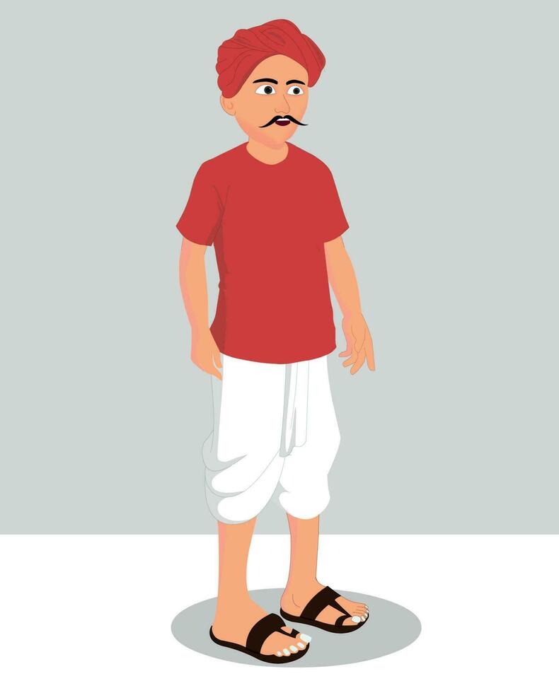 Indian village man cartoon character. moral stories for the best cartoon character vector