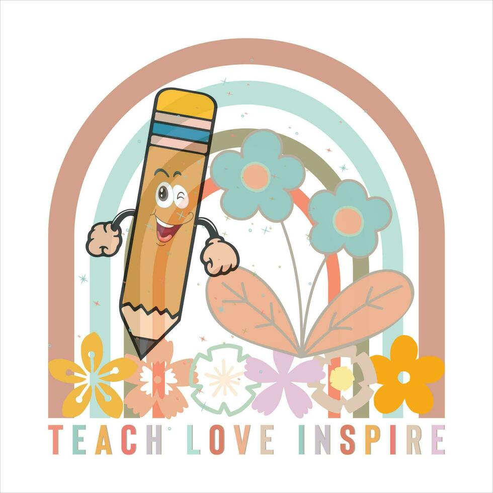 Teacher Retro Flower Sublimation Bundle vector