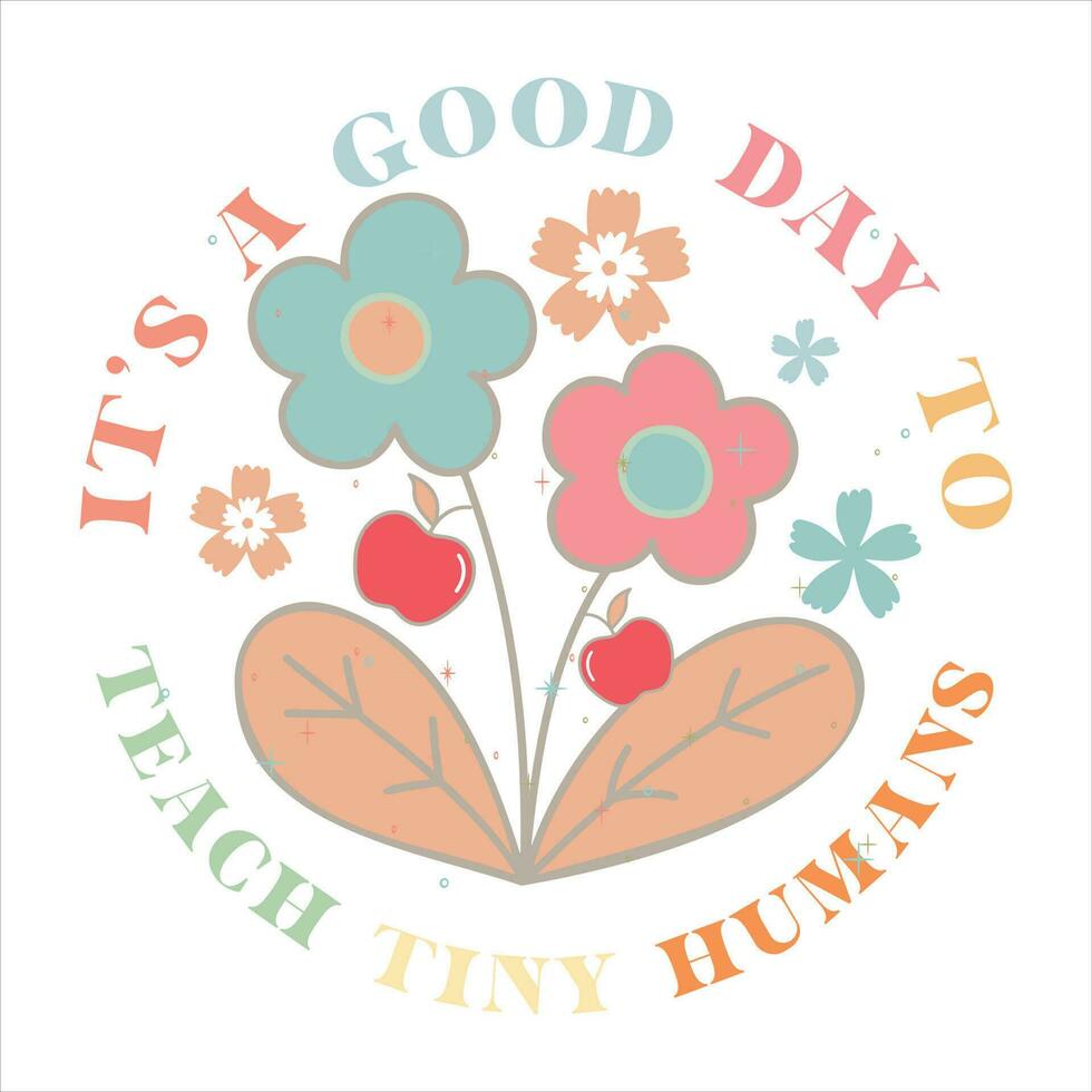 Teacher Retro Flower Sublimation Bundle vector