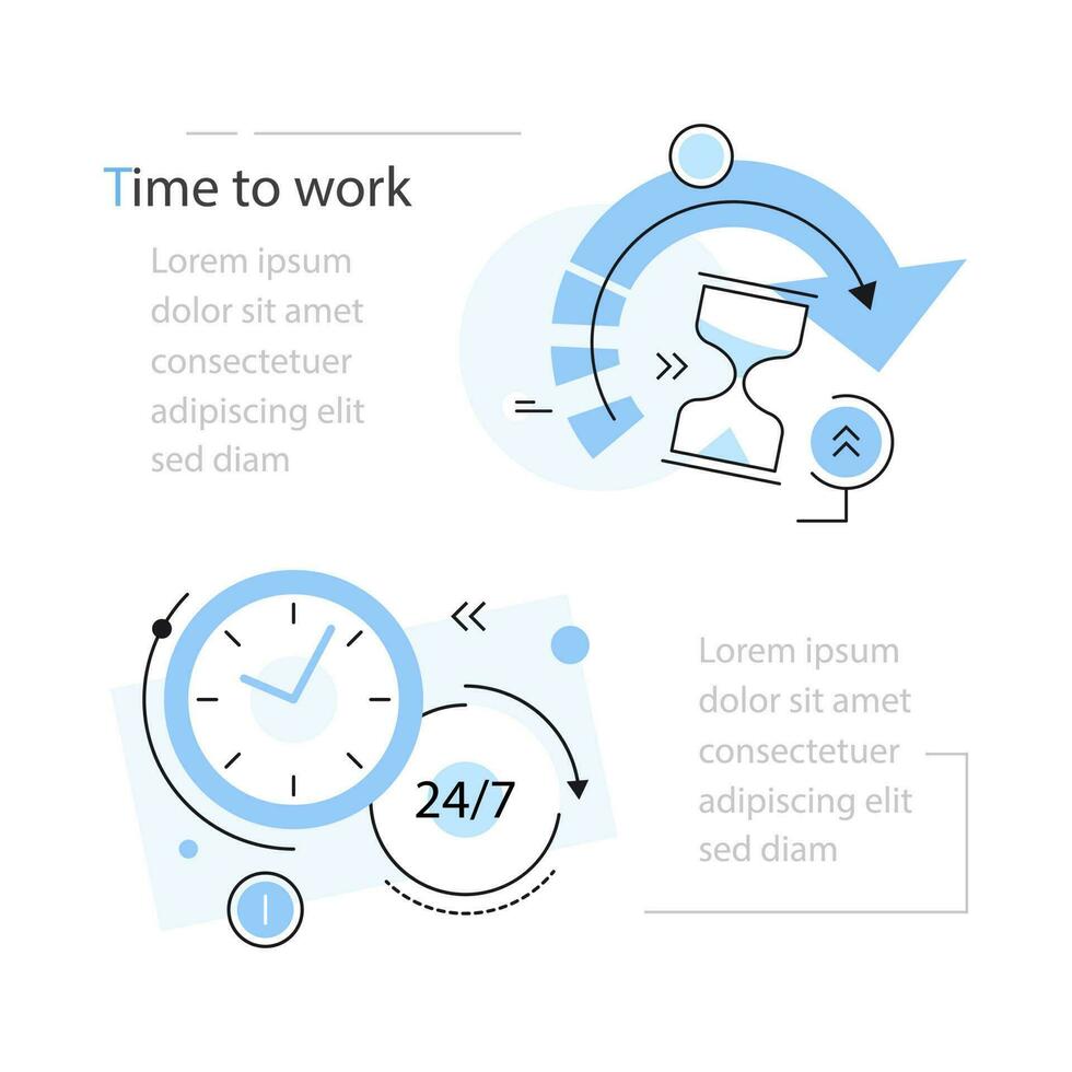 Clock, work hours concept illustration, icon, background and graphics. The illustration is colorful, flat, vector, pixel perfect, suitable for web and print vector