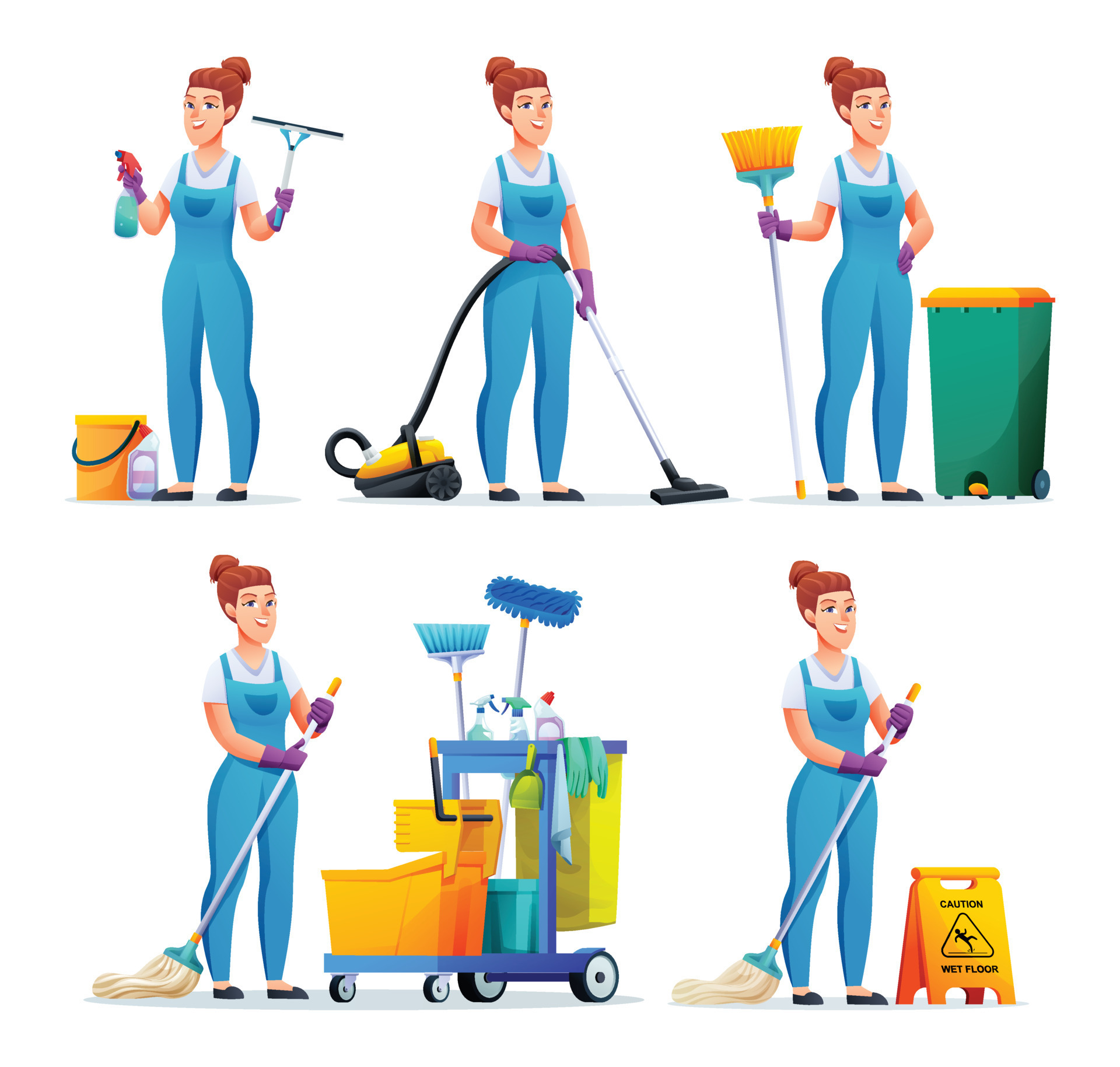 janitor cleaning cartoon