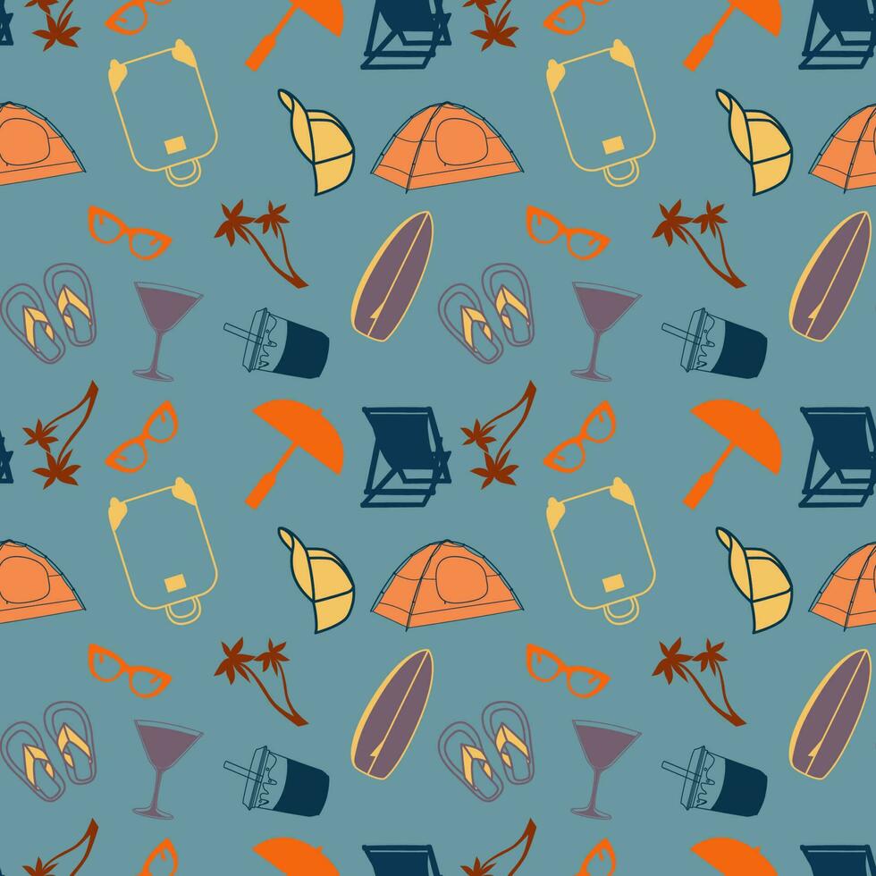 Seamless pattern with travel equipment.illustration in flat style vector