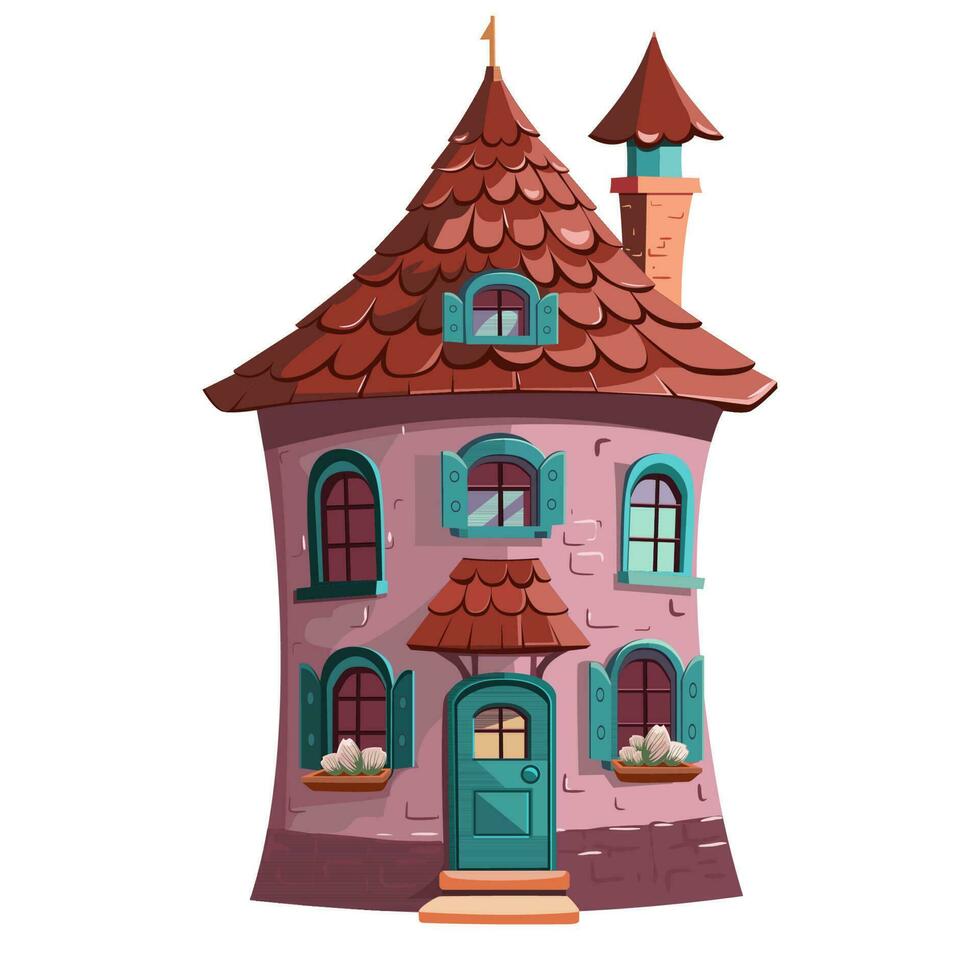 Cartoon castle. Fairytale illustration isolated on white background. Flat style. vector