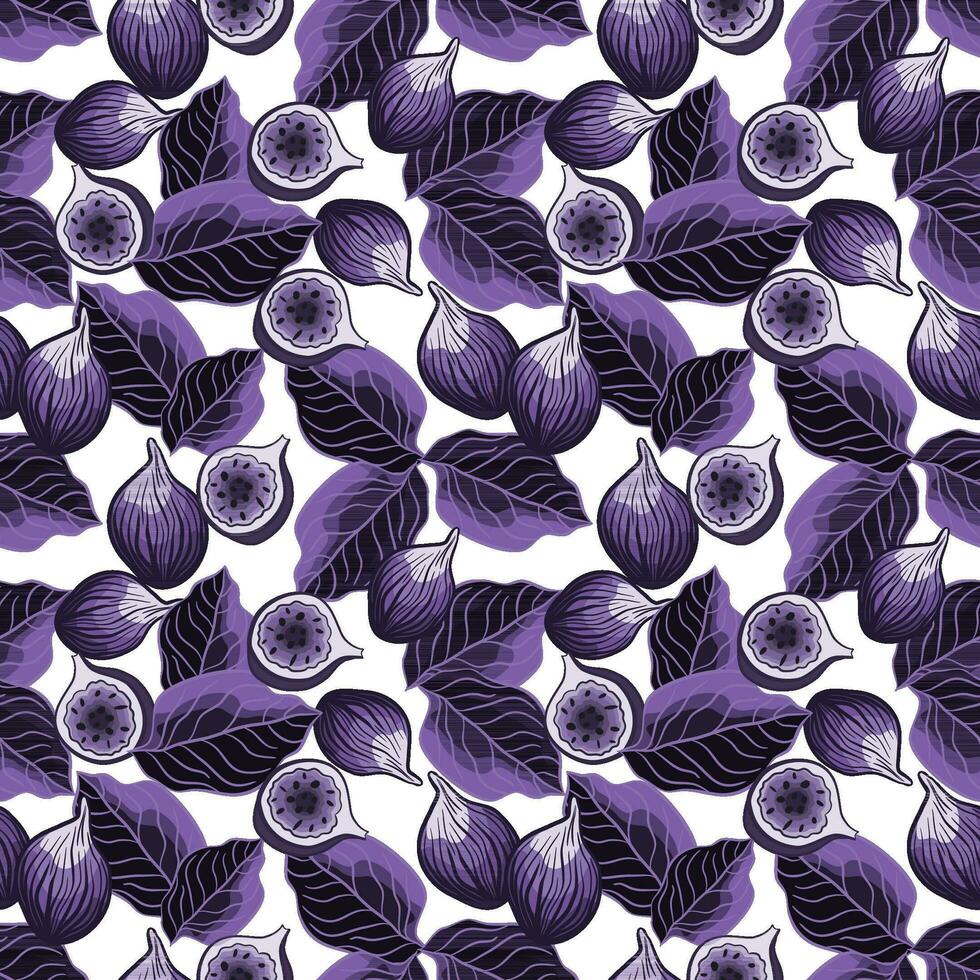 Seamless botanical pattern with figs and leaves vector