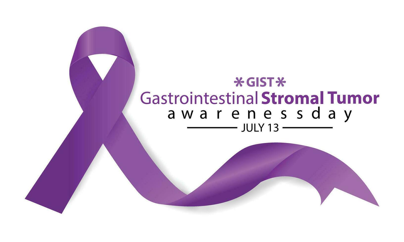 Gastrointestinal Stromal Tumor GIST awareness day in July 13. Lavender or violet color ribbon. Vector illustration.