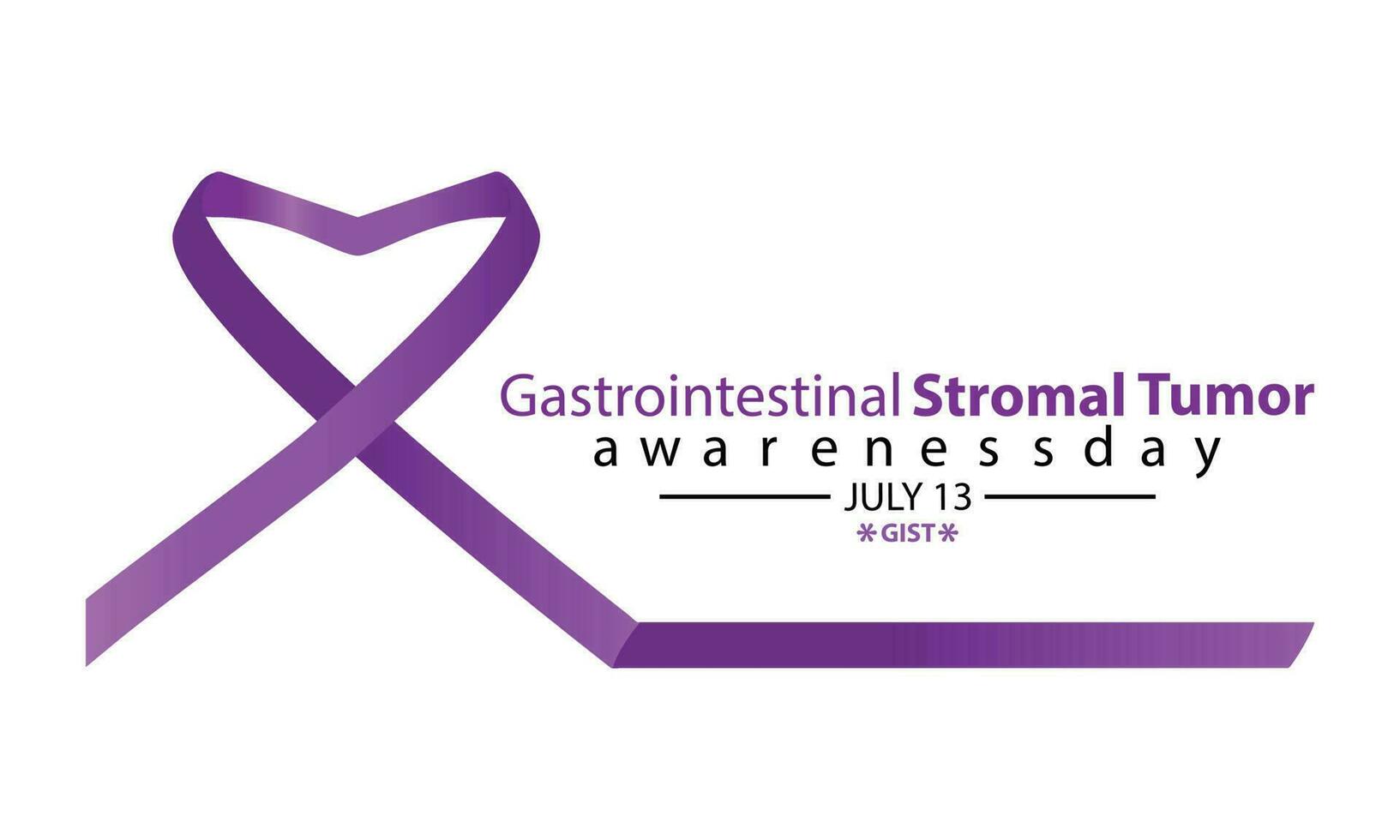 Gastrointestinal Stromal Tumor GIST awareness day in July 13. Lavender or violet color ribbon. Vector illustration.