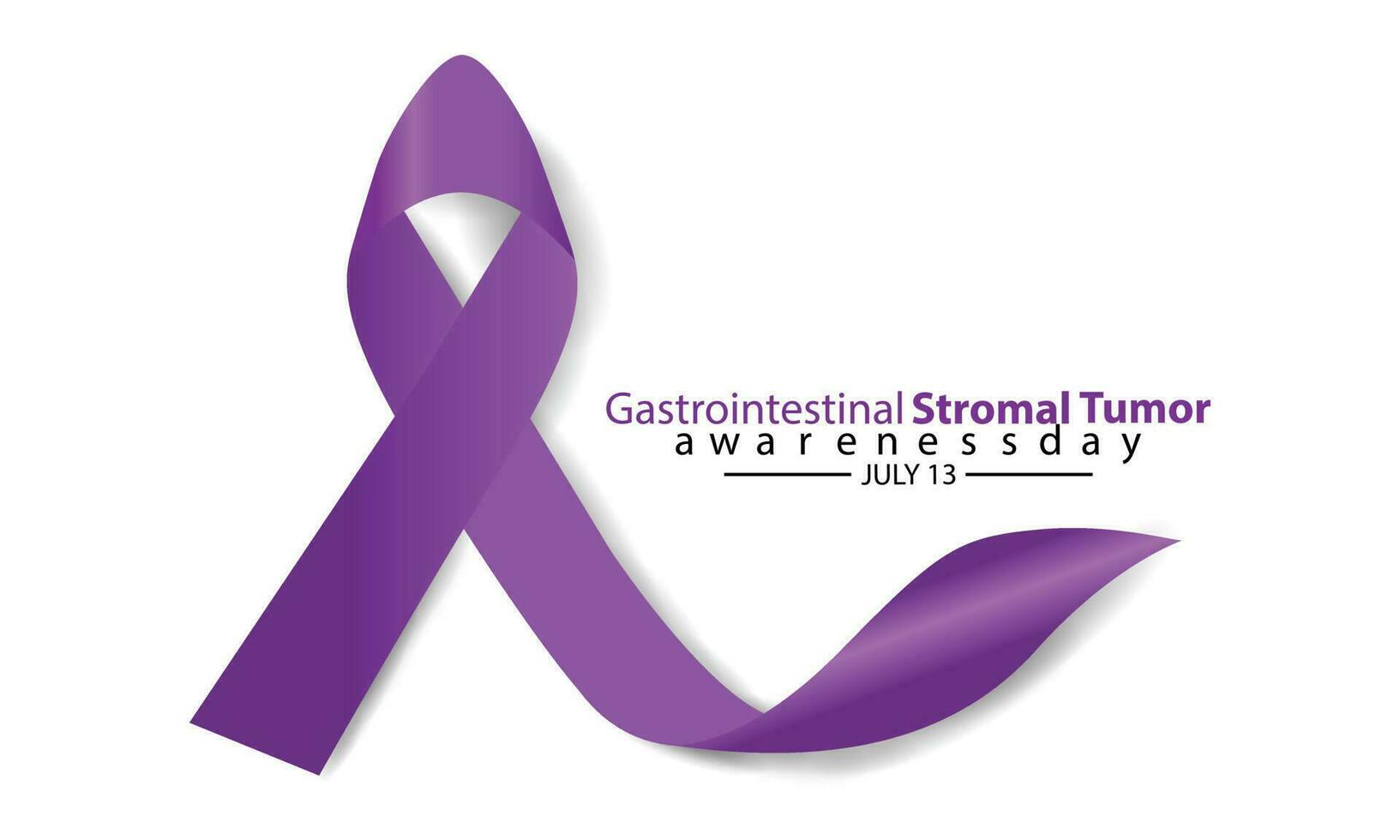 Gastrointestinal Stromal Tumor GIST awareness day in July 13. Lavender or violet color ribbon. Vector illustration.