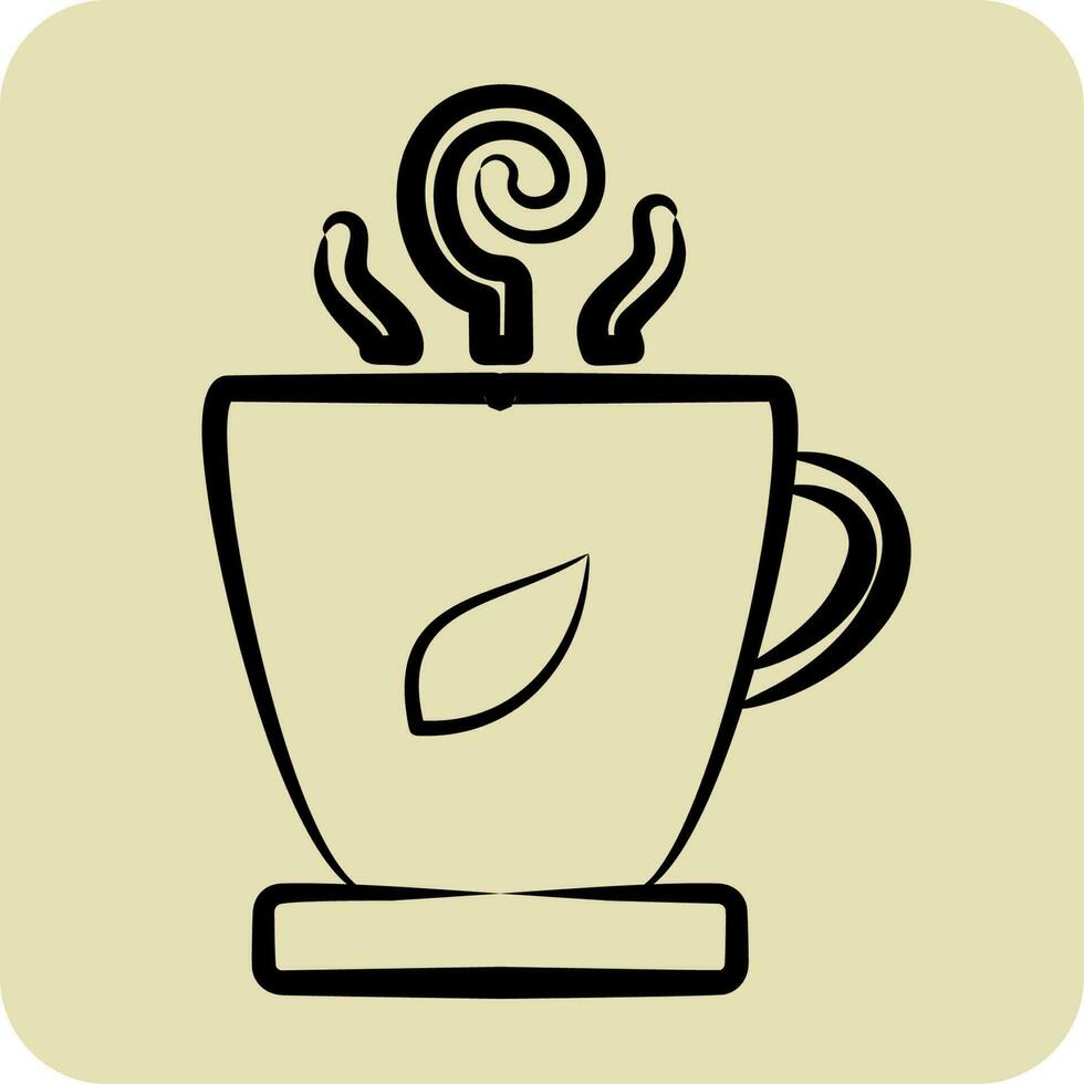 Icon Cup Of Tea. related to Tea symbol. hand drawn style. simple design editable. simple illustration. green tea vector