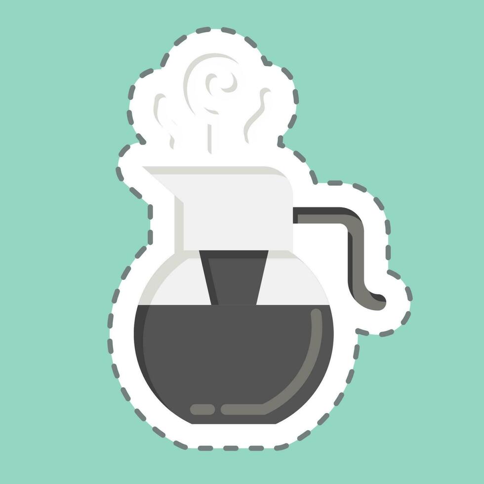 Sticker line cut Glass Teaport. related to Tea symbol. simple design editable. simple illustration. green tea vector