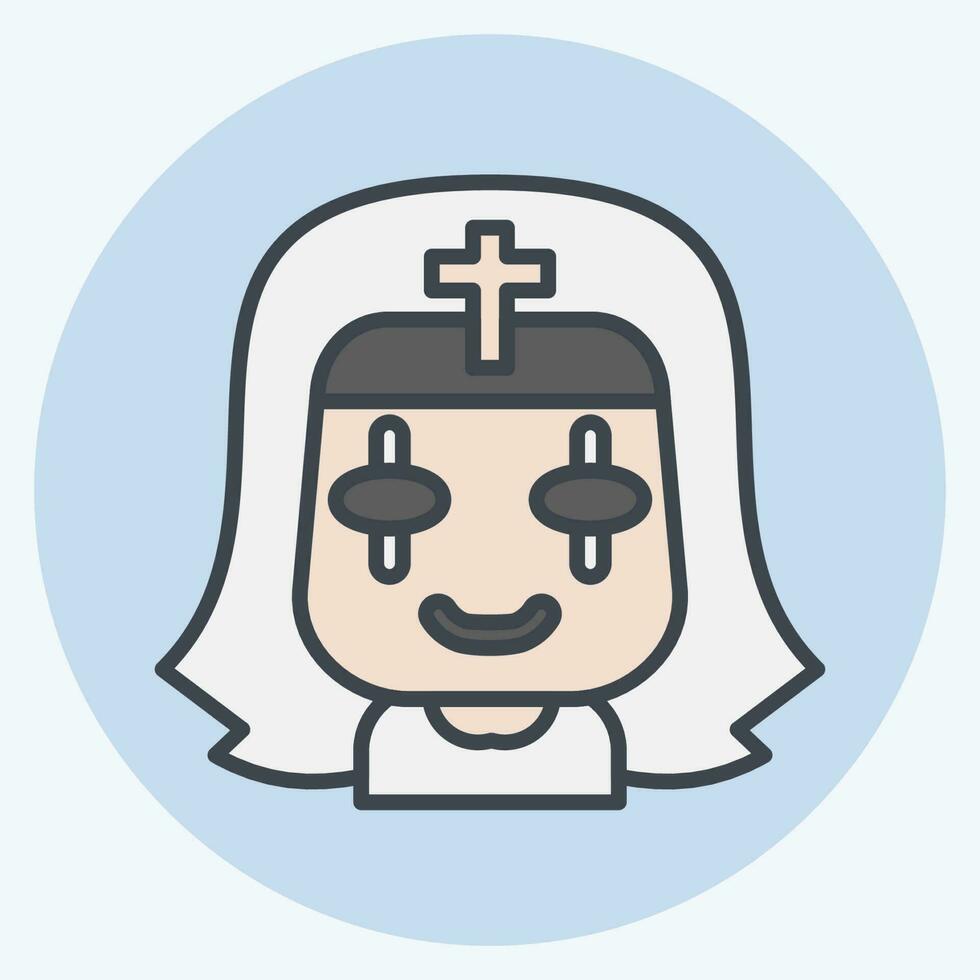 Icon Nun. related to Halloween symbol. color mate style. simple design editable. simple illustration vector