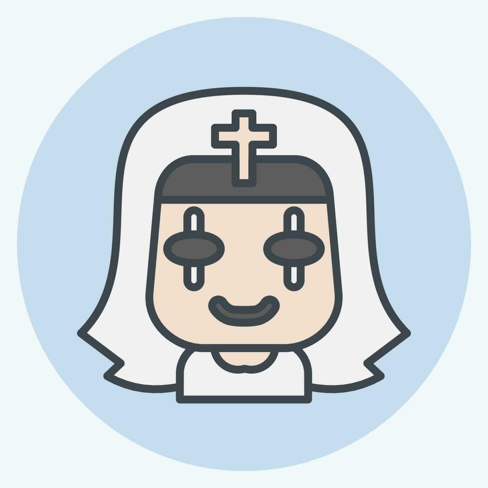 Icon Nun. related to Halloween symbol. color mate style. simple design editable. simple illustration vector