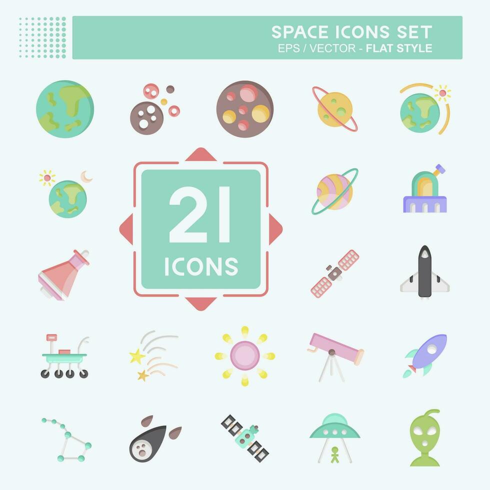 Icon Set Space. related to Education symbol. flat style. simple design editable. simple illustration vector