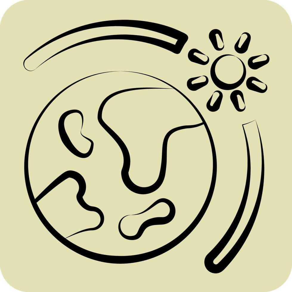 Icon Earth Sun. related to Space symbol. hand drawn style. simple design editable. simple illustration vector