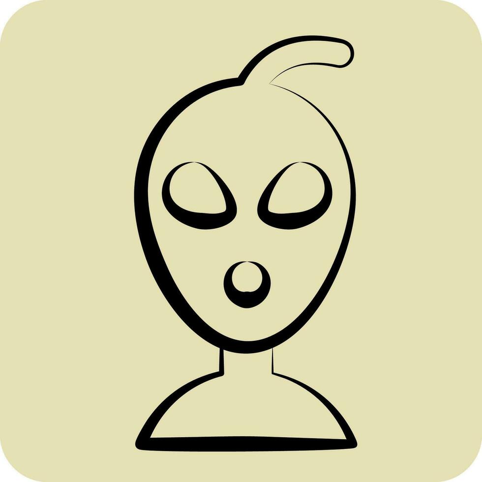 Icon Allien. related to Space symbol. hand drawn style. simple design editable. simple illustration vector