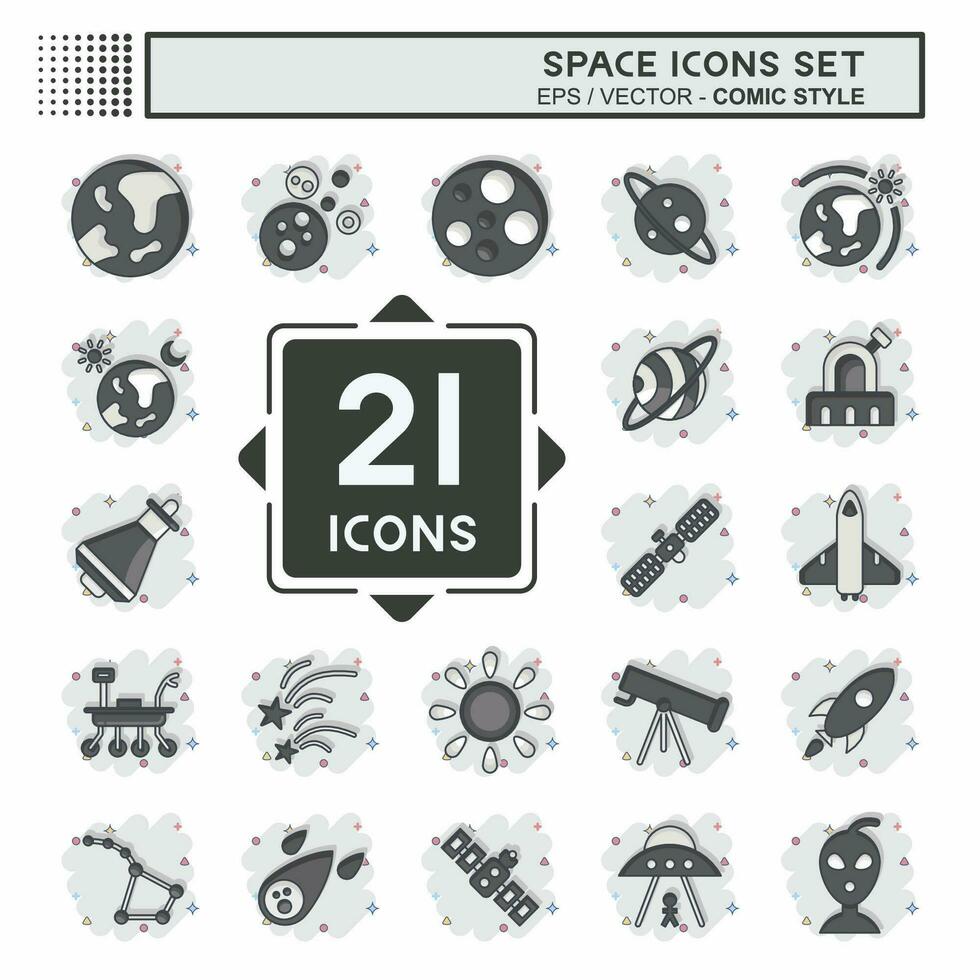 Icon Set Space. related to Education symbol. comic style. simple design editable. simple illustration vector