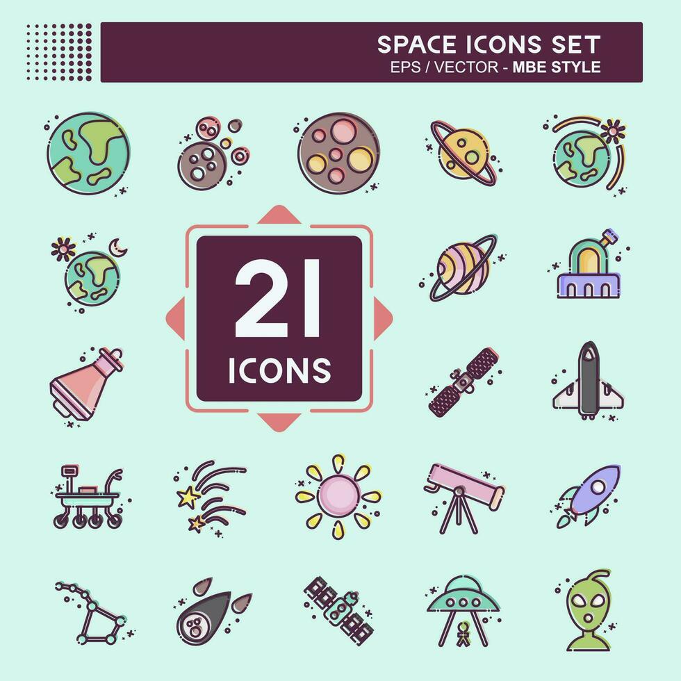 Icon Set Space. related to Education symbol. MBE style. simple design editable. simple illustration vector