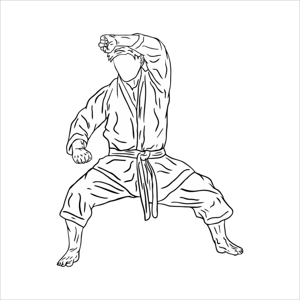 Karate kick and poses of karate techniques. Martial arts. This vector illustrates several poses of karate techniques in Silhouette vector illustration.