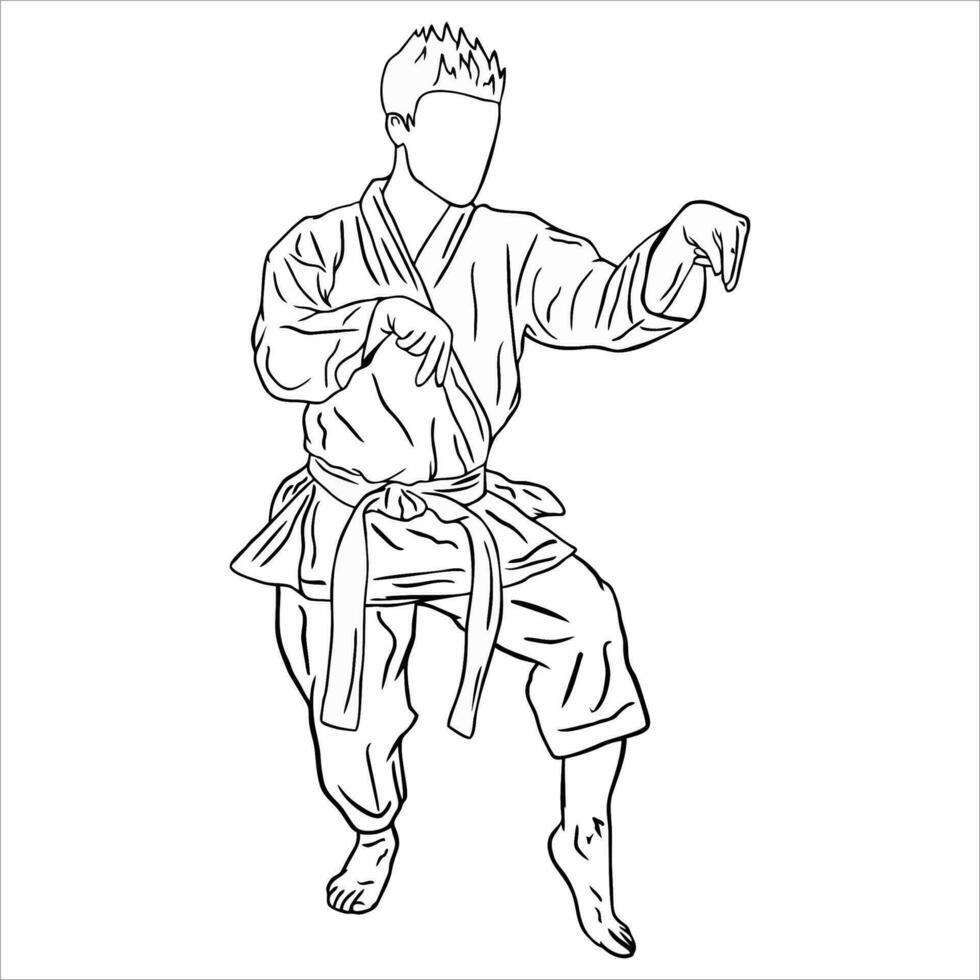 Karate kick and poses of karate techniques. Martial arts. This vector illustrates several poses of karate techniques in Silhouette vector illustration.