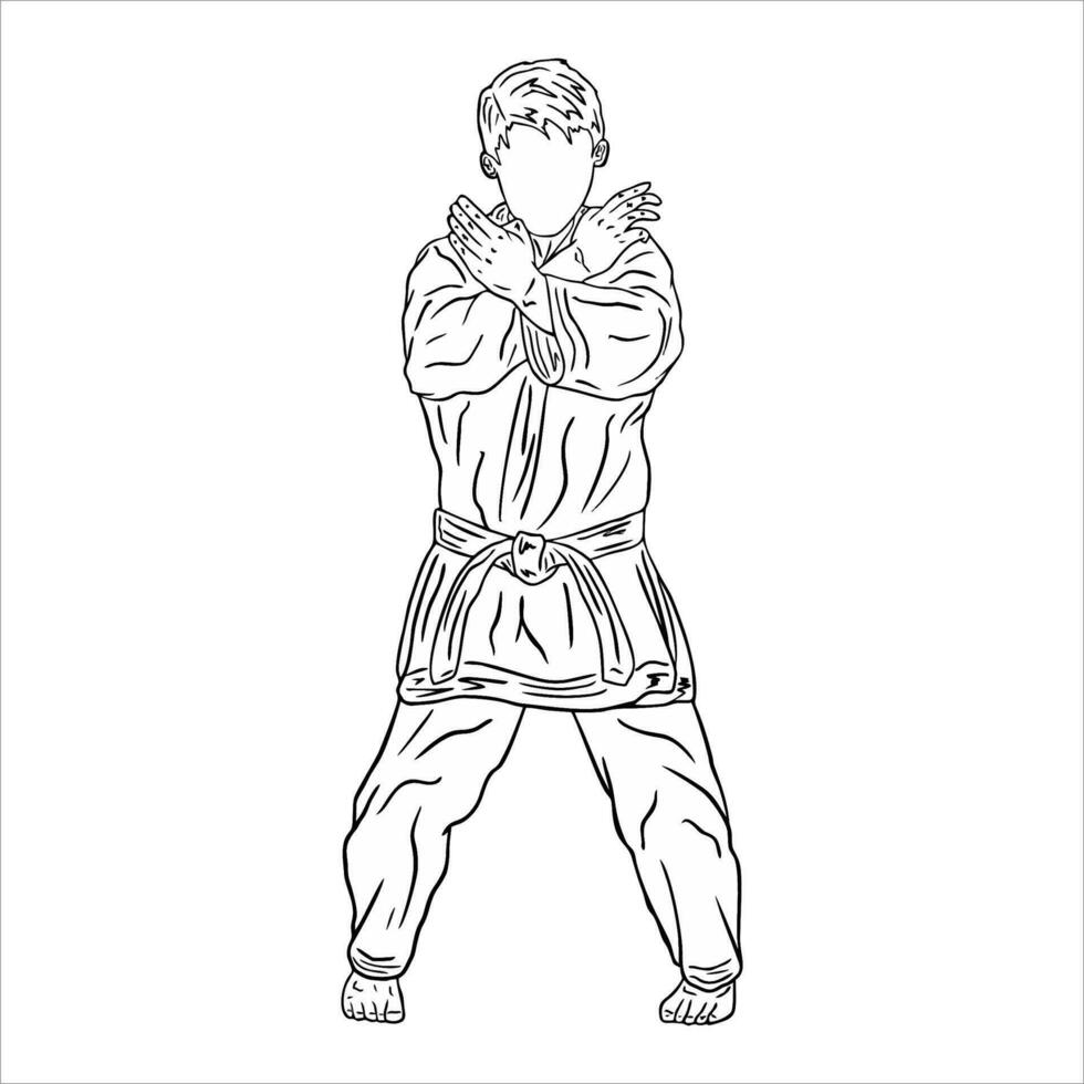 Karate kick and poses of karate techniques. Martial arts. This vector illustrates several poses of karate techniques in Silhouette vector illustration.