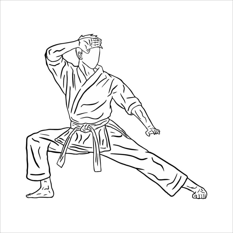 Karate kick and poses of karate techniques. Martial arts. This vector illustrates several poses of karate techniques in Silhouette vector illustration.