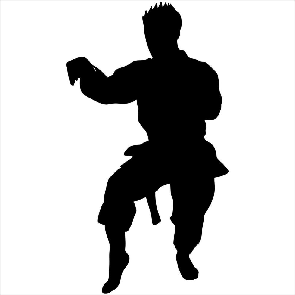 Karate kick and poses of karate techniques. Martial arts. This vector illustrates several poses of karate techniques in Silhouette vector illustration.