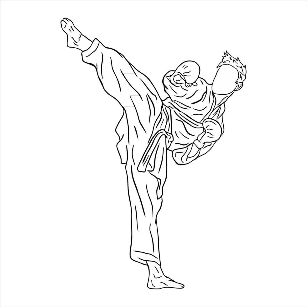 Karate kick and poses of karate techniques. Martial arts. This vector illustrates several poses of karate techniques in Silhouette vector illustration.