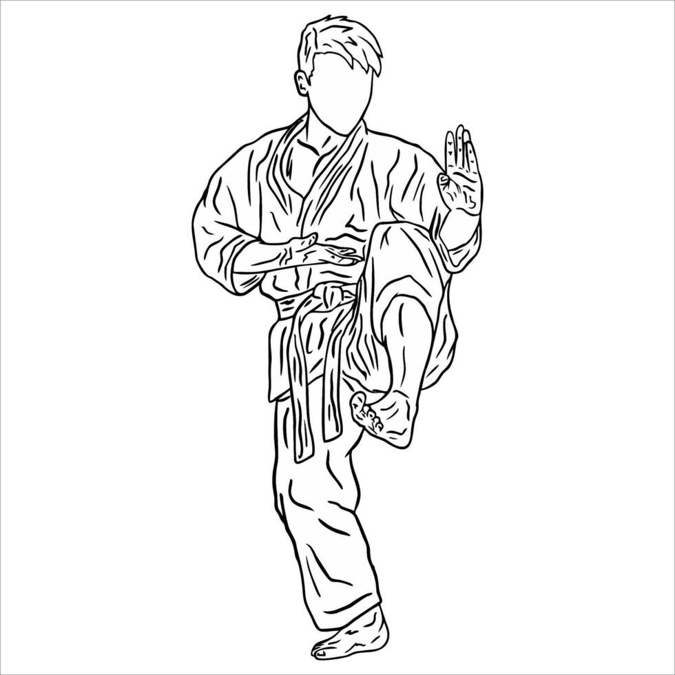 Karate kick and poses of karate techniques. Martial arts. This vector illustrates several poses of karate techniques in Silhouette vector illustration.
