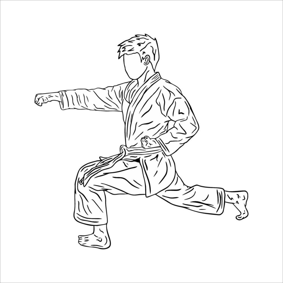 Karate kick and poses of karate techniques. Martial arts. This vector illustrates several poses of karate techniques in Silhouette vector illustration.