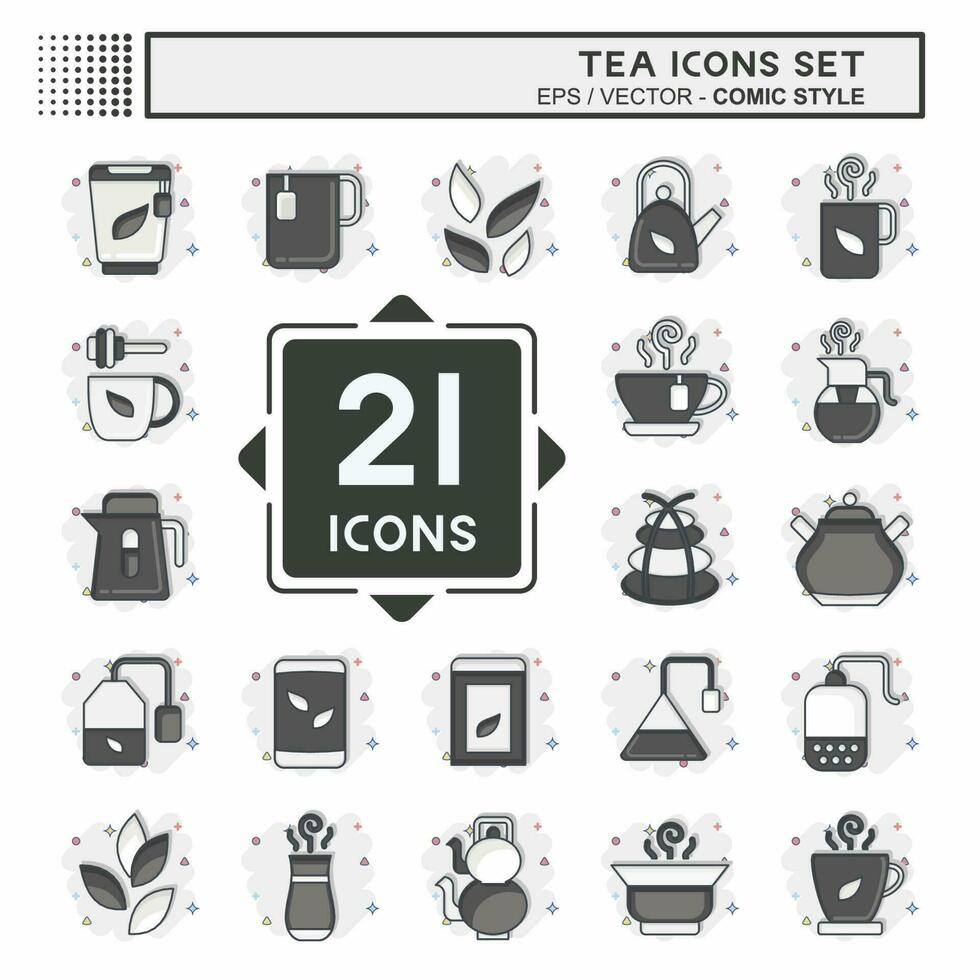 Icon Set Tea. related to Drink symbol. comic style. simple design editable. simple illustration. green tea vector