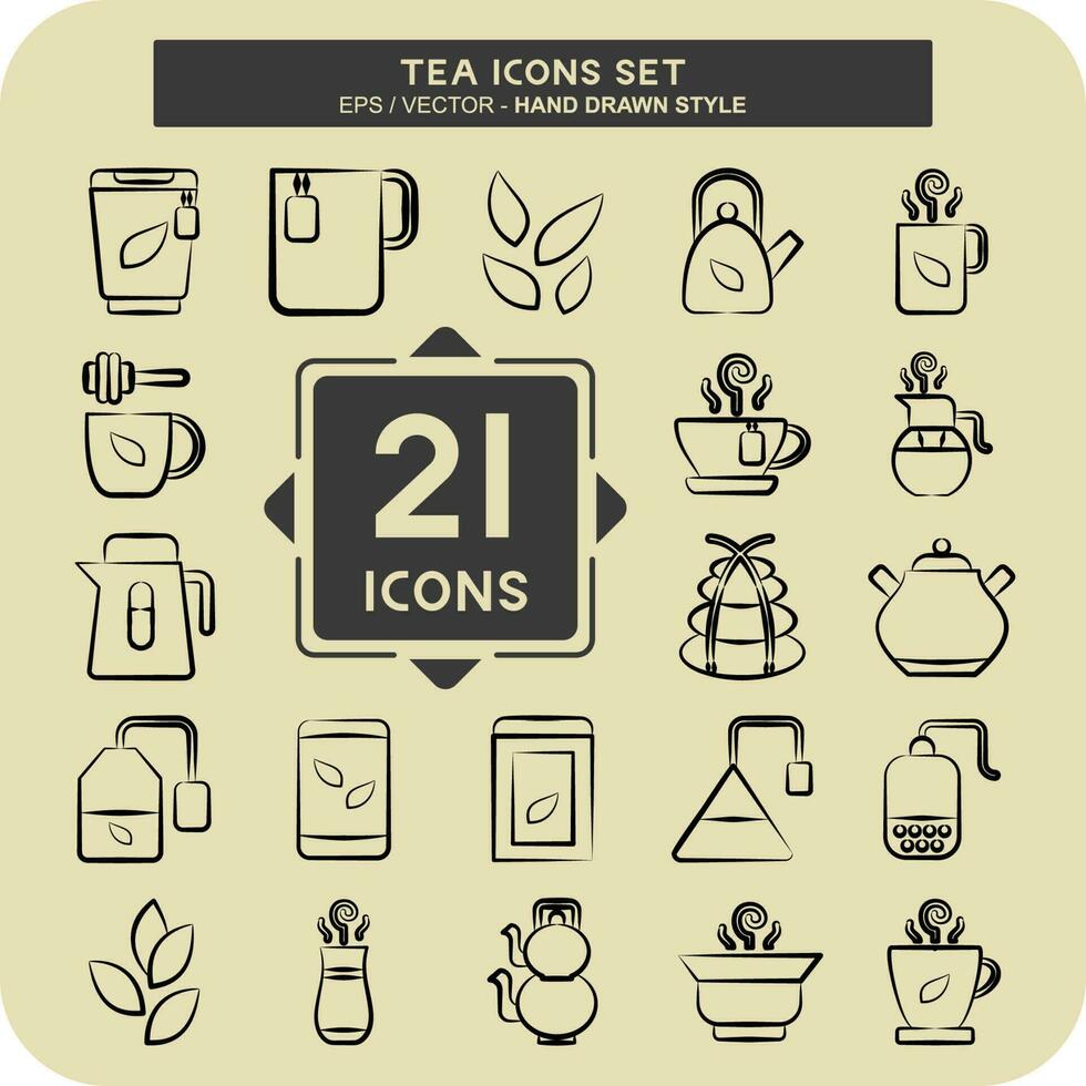 Icon Set Tea. related to Drink symbol. hand drawn style. simple design editable. simple illustration. green tea vector