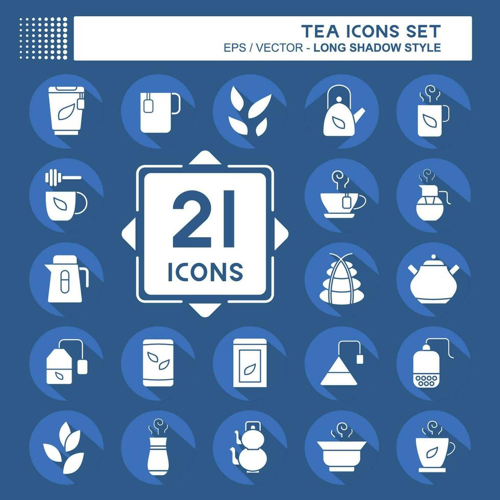 Icon Set Tea. related to Drink symbol. long shadow style. simple design editable. simple illustration. green tea vector