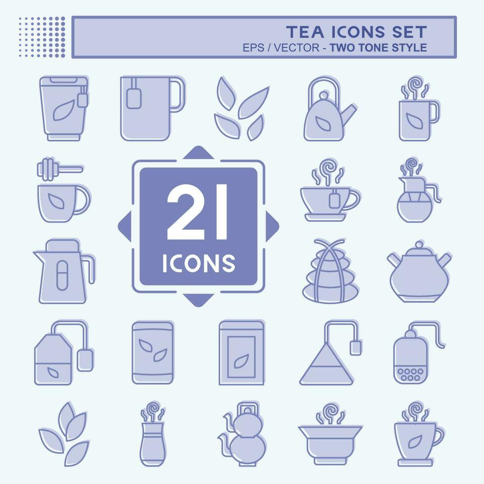 Icon Set Tea. related to Drink symbol. two tone style. simple design editable. simple illustration. green tea vector