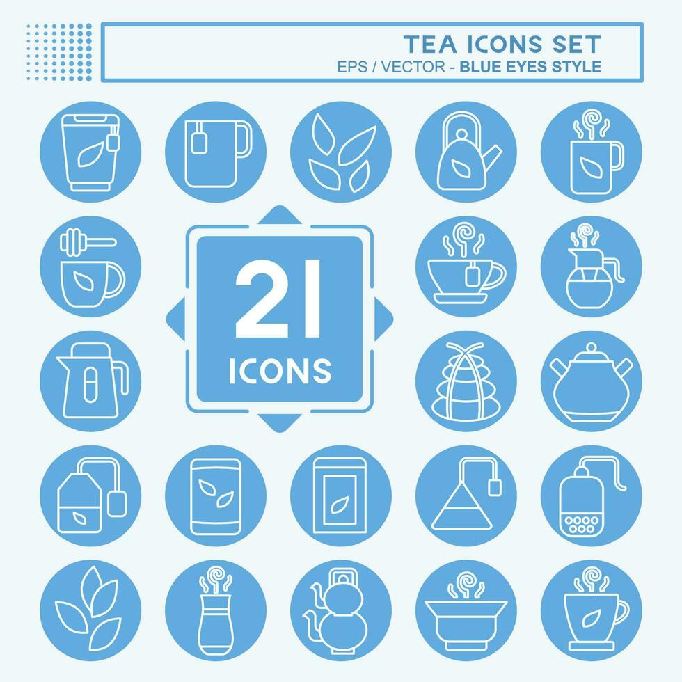 Icon Set Tea. related to Drink symbol. blue eyes style. simple design editable. simple illustration. green tea vector