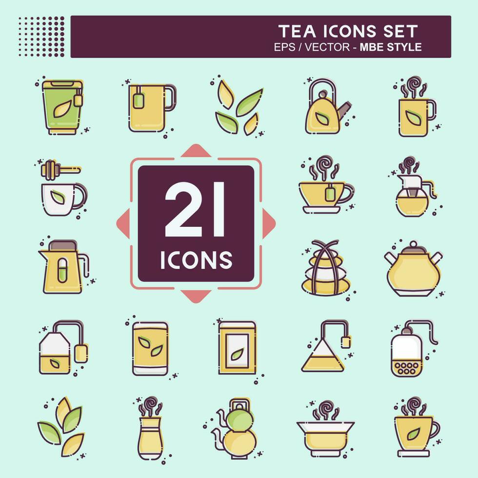 Icon Set Tea. related to Drink symbol. MBE style. simple design editable. simple illustration. green tea vector