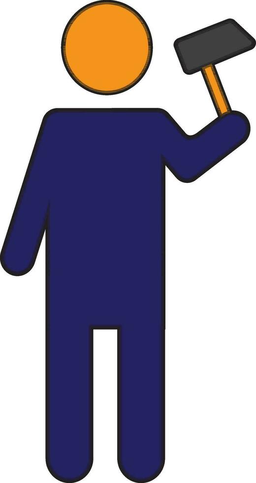 Character of faceless man holding axe. vector