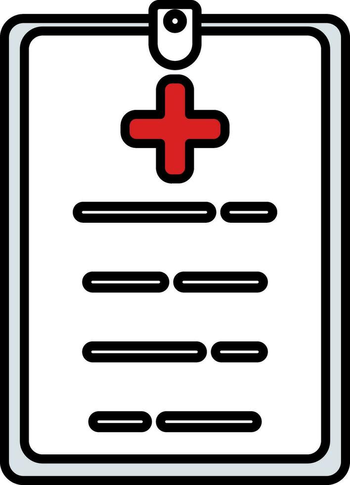 Flat Style Medical Document Paper on Clipboard colorful icon. vector