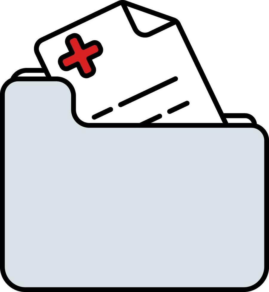 Gray Medical Folder Icon in flat style. vector