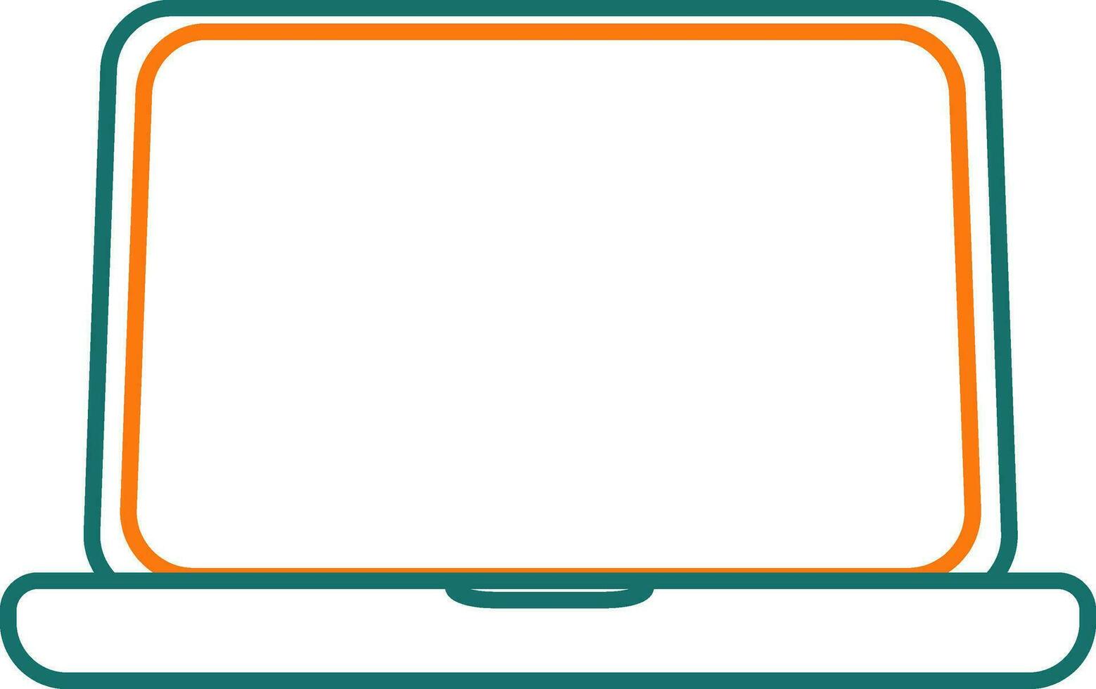 verde y naranja Delgado línea ordenador portátil icono en plano estilo. vector