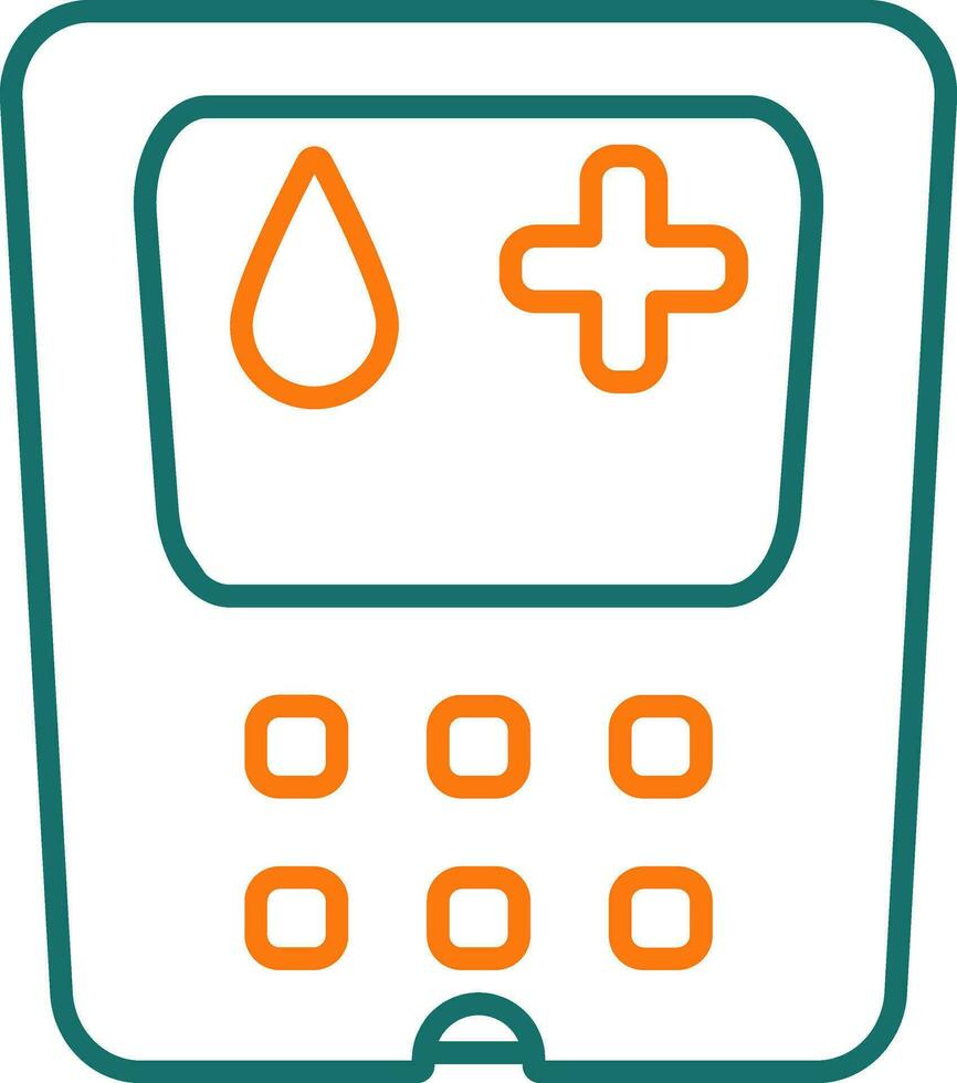 Thin line art illustration of Glucometer icon. vector