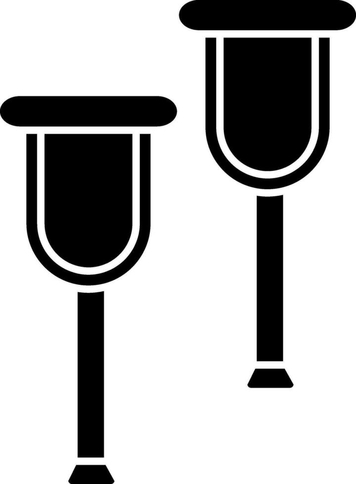 Crutches Sticks icon in black and white color. vector