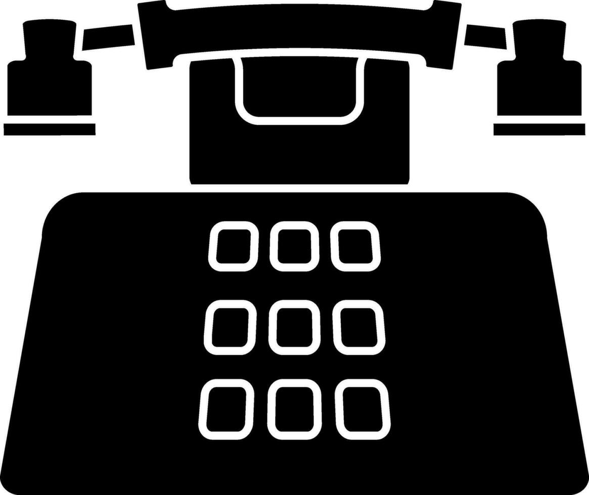 Retro Telephone icon in black and white color. vector